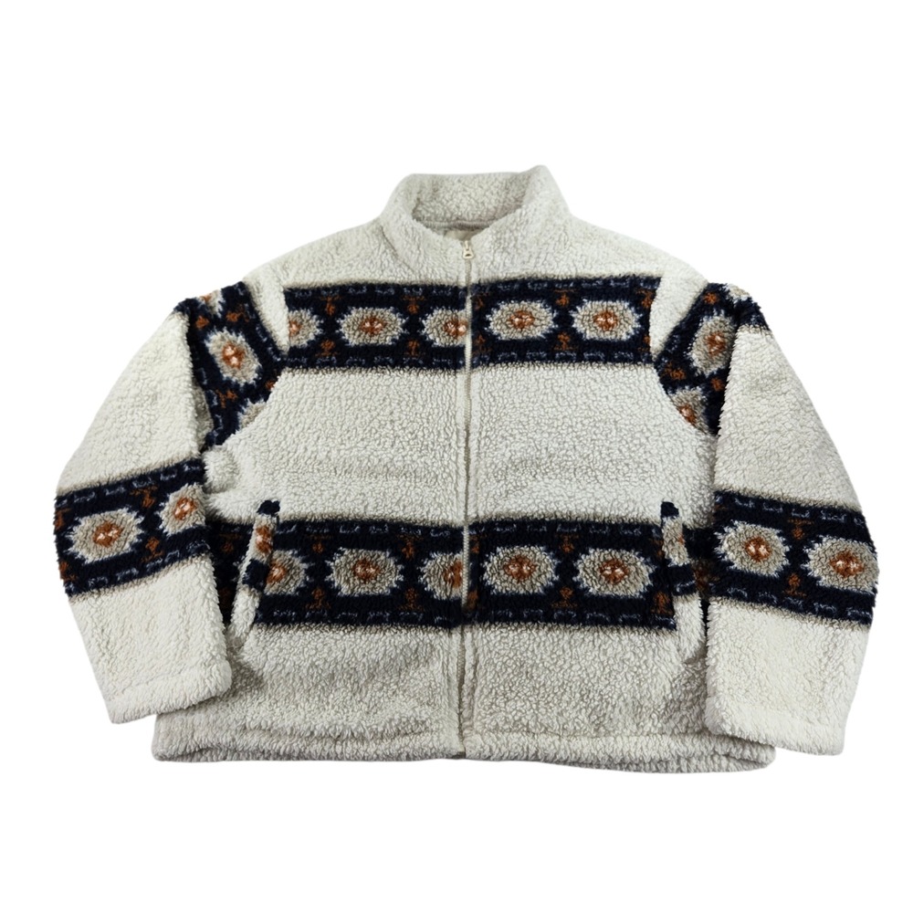 Lucky Brand Womens XL Sherpa Fleece Jacket Full Zip Cream Pile 2024